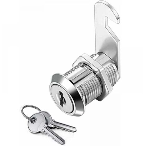 errure Batteuse Cylindre, Verrou de Porte pour Armoire, Serrure Batteuse a Came Barillet pour Boite aux Lettres Tiroir, 30mm
