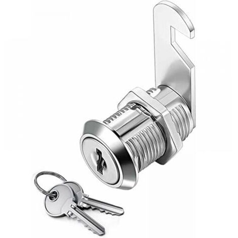 errure Batteuse Cylindre, Verrou de Porte pour Armoire, Serrure Batteuse a Came Barillet pour Boite aux Lettres Tiroir, 30mm