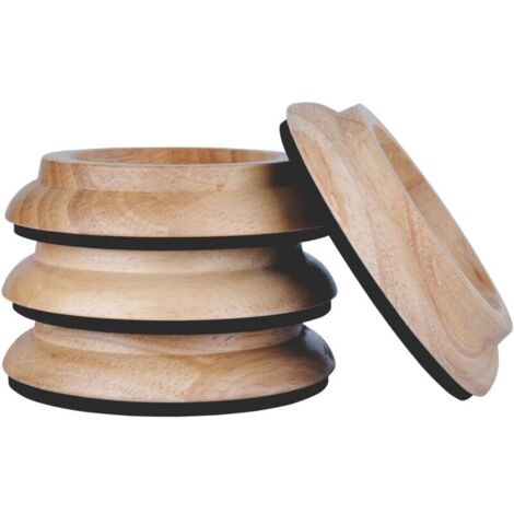 Ersandy 4er-Set Hartholz-Gleiter – Schutzgleiter für Möbelbeine, Eiche natur, 10 cm