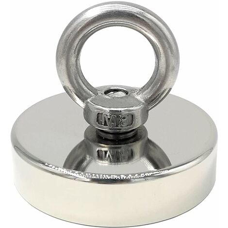 ERSANDY aimant néodyme 140 kg force diamètre 60 mm, aimants avec anneaux de levage puissant pour l'industrie et la science, pêche magnétique