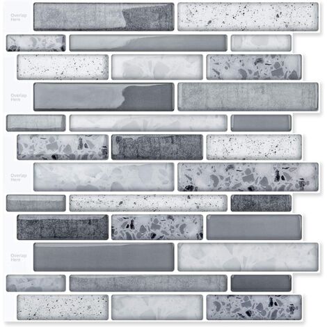 Ersandy – Carrelage adhésif mural vinyle 30x30cm – Lot de 10 pièces – Résistant à l'humidité – Design marbre pour cuisine et salle de bain