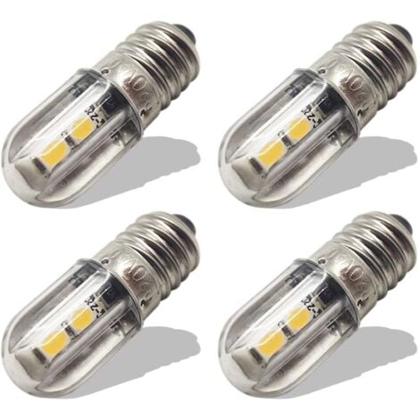 Ersandy E10 LED-Glühbirne, 220 V, 230 V AC, energiesparend, LED-Anzeigeleuchte, 8 mm Schraubsockel, 3030 4 SMD-Chipsätze, LED-Upgrade-Glühbirne, warmweiß (4 Stück)