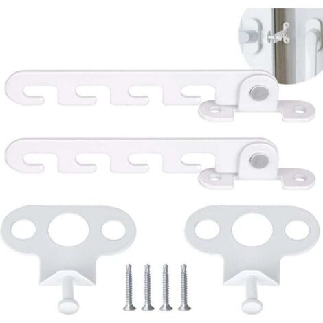 Ersandy Entrebâilleur de Fenêtre à Battant 2 PCS Restricteur de Fenêtre, Livré avec 4 vis, Verrou de Fenêtre Serrure de Fenêtre à l'épreuve pour Régler l'ouverture de la Fenêtre (Blanc)