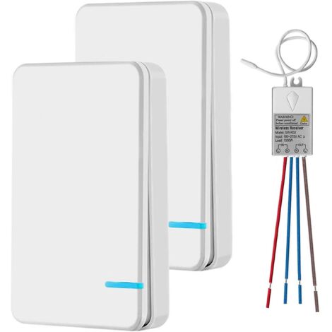Ersandy Mini interrupteur sans fil avec récepteur et affichage LED - Pour extérieur 400 m et intérieur 40 m - Mise en marche / arrêt rapide - Sans installation de câble - RF 433 MHz
