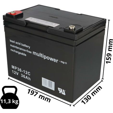 Ersatz-Akkus Batterien für Elektro-Rollstuhl Dupont Egine, 2 x 12V 36Ah Blei AGM MP