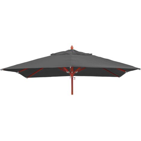 Ersatz-Bezug für Gastronomie Holz-Sonnenschirm HHG-671, Sonnenschirmbezug Ersatzbezug, eckig 4x4m Polyester anthrazit