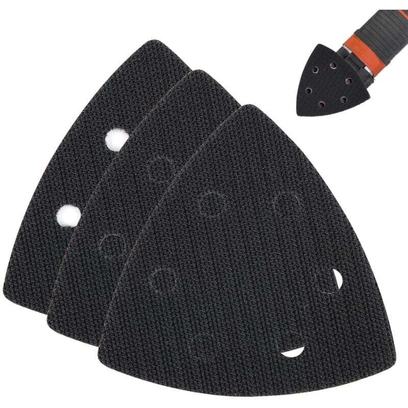 Image of Ersatz-Dreieckschleifteller (3 Stück, 93 x 93 x 93 mm), 6 Löcher (schwarz)