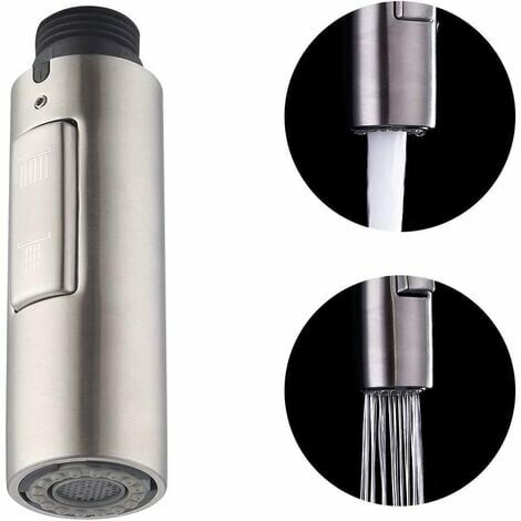 Ersatz-Küchenarmatur, Düse, Handbrause, universeller abnehmbarer Wasserhahnkopf, G1/2, gebürsteter SUS304-Edelstahl, PFS200-BS