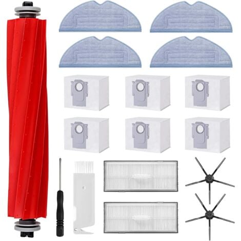 BLUEDEER Ersatz-Set für Roborock S7 S7 Plus S7 MaxV S7 MaxV Ultra Staubsauger Roboter, 6 Staubbeutel, 1 Main Rollbürste, 2 Seitenbürsten, 2 Filter, 4 Mopp Wischtücher,Saugroboter Zubehör