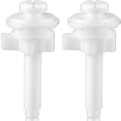 Ersatz-WC-Sitzschrauben-Set (2 Schrauben), Kunststoffschrauben mit Muttern und Kunststoffscheiben, weiß