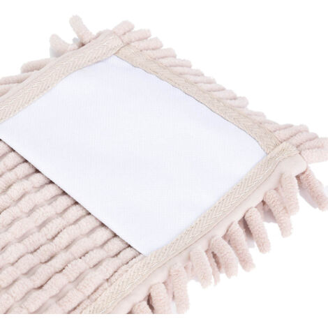 Ersatz-Wischmopppads – Wiederverwendbare Chenille-Flachspitzen für die Trocken- und Nassreinigung von Böden (Cremefarben, 1 Stück, 42 x 16 cm)