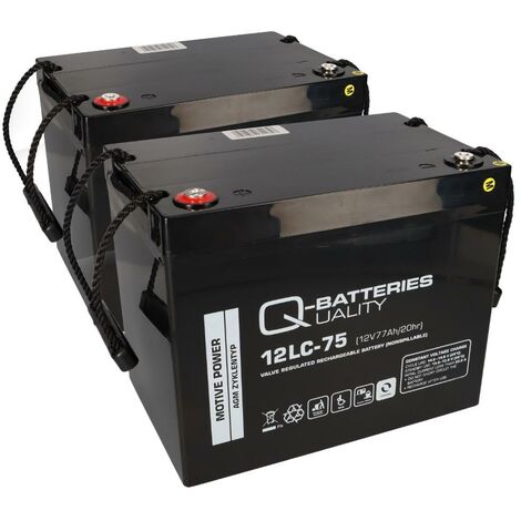 Ersatzakku f. Invacare Dragon 2x Bleiakku 12LC-75 M6 12V 75Ah zyklenfest QB