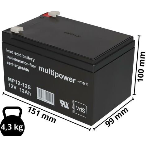 Ersatzakku für Belkin OmniGuard F6C320-RKM-2U Markenakku mit VdS MP12V 12Ah 6,3