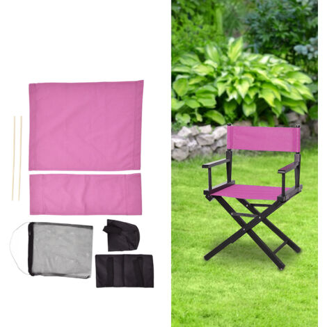 Ersatzbezug für Chefsessel mit Aufbewahrungstasche und Canvas-Sitzfläche  Rosarot  Canvas + Holz  Sitzfläche 52 x 41 cm, Rückenlehne 16 x 52 cm  Komplettes Set
