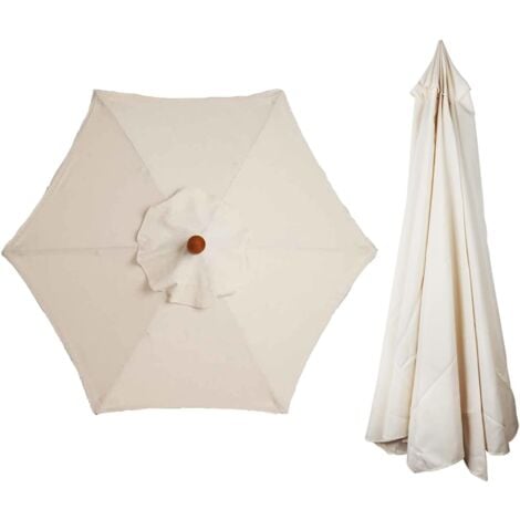 AIPERQ Ersatzbezug für Markttischschirm, Tisch und Sonnenschirm - 6 Streben - 3 m - wasserdicht - UV-beständig - Beige