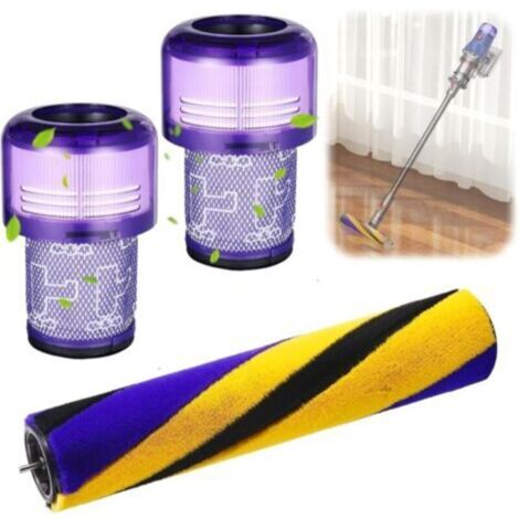 Ersatzbürste und Filter für Dyson V12 Detect Slim Series Staubsauger, 1 Bürste und 2 Filter im Set - AUTRES