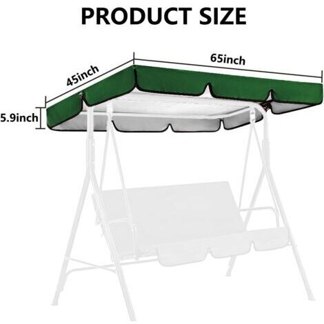 Ersatzdach für 2/3-Sitzer-Gartenschaukel, wasserdicht, für Verandaschaukel, Gartenhängematte, nur das Dach (dunkelgrün, 164 x 114 x 15 cm)