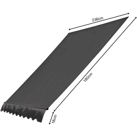 Ersatzdach für Klemmmarkise 250x130cm Grau Balkon Sonnensegel Ersatzbezug