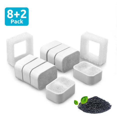 Ersatzfilter für IPETTIE Tritone und Fiumi Trinkbrunnen – 8er-Pack Kohlefilter + 2 Schaumstofffilter, kompatibel mit Haustier-Trinkbrunnen