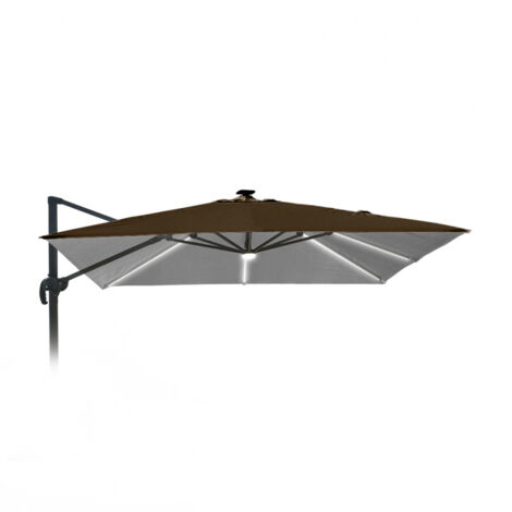 ELIOS PARASOLS Ersatzschirm für Ampelschirm Sonnenschirm Gartenschirm 3x3 Aluminium Arm Paradise LED Brown Light