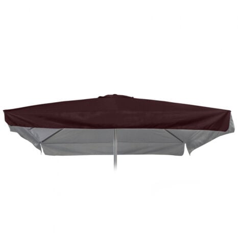 ELIOS PARASOLS Ersatzschirm für Gartenschirm Sonnenschirm 3x3 Quadratisch Marte Brown mit Volant