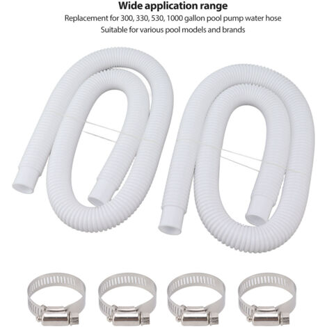 Ersatzschläuche für 300-, 330-, 530- und 1000-Gallonen-Poolpumpen mit PVC-Klemmen.