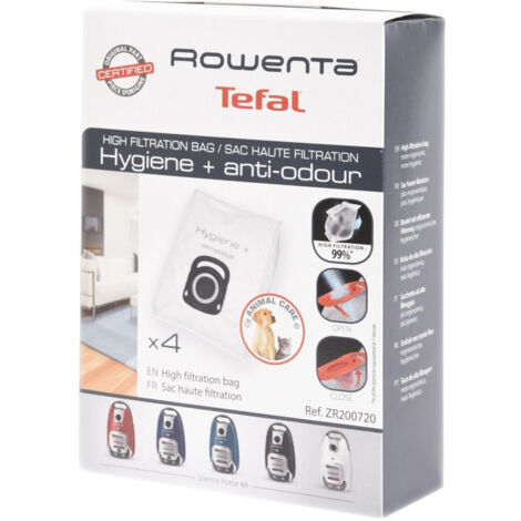 Ersatzteil - 4 Staubsaugerfilter mit hoher Filterkraft - - ROWENTA, TEFAL, MOULINEX