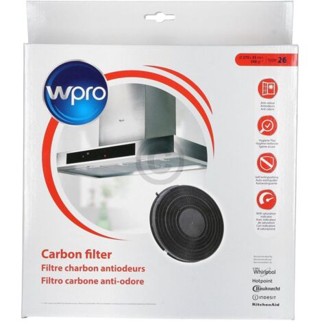 Ersatzteil - Kohlefilter rund, Typ 26 (Stück) -  - WHIRLPOOL, BAUKNECHT, IGNIS, FUNCTIONICA, SCHOLTES, ARTHUR MARTIN ELECTROLUX, ALGOR, ELECTROLUX, FIRENZI, NEUTRAL, INTEGRA, UNBRANDED, JUNO, AEG