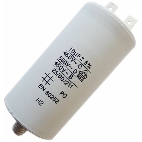 Ersatzteil - Kondensator 10mF 450V -  - ELECTROLUX, BLUESKY, ARISTON HOTPOINT, FAR, BOSCH, ROBLIN, VEDETTE, FAURE, LG, KITCHENAID, ZANUSSI, BAUCKNECHT, HAIER, RADIOLA, LADEN, PROLINE, WHIRLPOOL, BLOMB