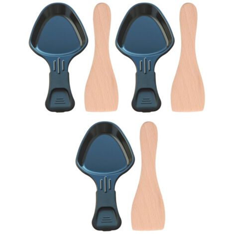 Ersatzteil - Set 3 Raclette-Schalen und 3 Holzspachteln für Pfännchen, Raclette-Spatel - -