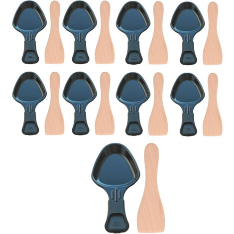 Ersatzteil - Set aus 9 Raclettepfännchen und 9 Holzspateln für Pfännchen, Raclettespachtel - - TEFAL, MOULINEX