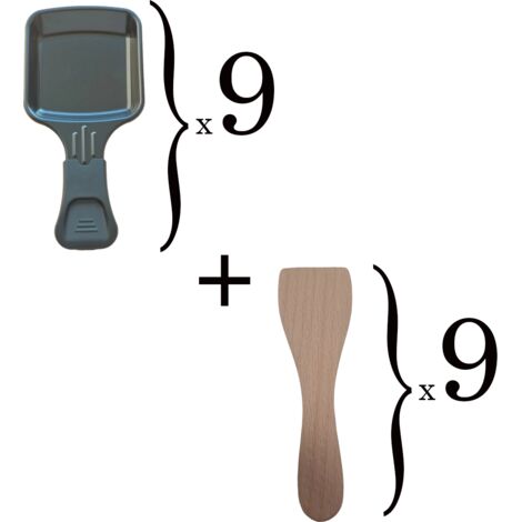 Ersatzteil - Set aus 9 Raclettepfännchen und 9 Holzspateln für Pfännchen, Raclettespachtel - - TEFAL, MOULINEX