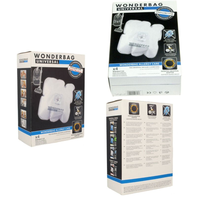 Image of Ersatzteil - Set von 3 Boxen mit 4 universalen Mikrofaserbeuteln - - rowenta Moulinex calor, tefal