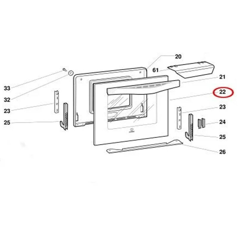 Indesit - Ersatzteil - Äußere Scheibe (Kennzeichnung 22) 494X413 mm -