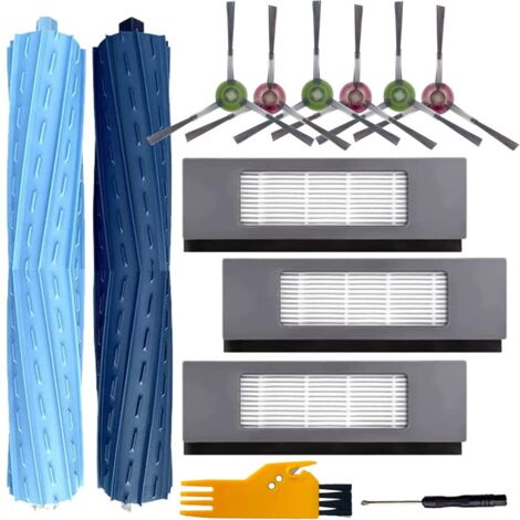 Ersatzteile Zubehör für Ecovacs Deebot Ozmo T9 AIVI T9 AIVI+ T9 PRO T9 MAX Staubsauger, inkl. 2 Hauptbürsten, 3 Filtern, 6 Seitenbürsten, 2 Werkzeugen