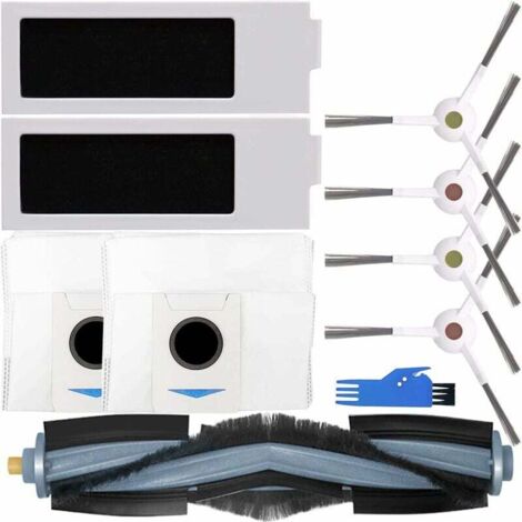 Ersatzzubehör-Set für Ecovacs Deebot T20 PRO, T20 PRO PLUS, T20 MAX, T20 OMNI Roboterstaubsauger, 1 Hauptbürste, 4 Seitenbürsten, 2 Filter, 2 Staubbeutel, 1 Bodenbürste