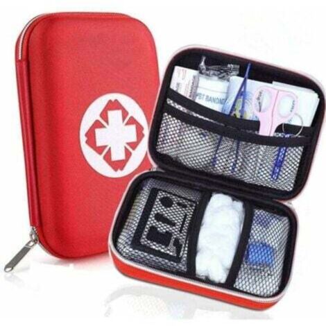 Erste-Hilfe-Set, Mini-Medizinkoffer, komplett für Auto, Reisen, Büro, Wandern, Sport, Zuhause und Geschäft (rot)