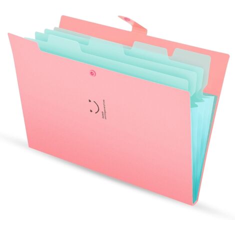 Erweiterbarer Ordner, 4 Fächer, A4-Format, Ablagemappe, PP-Material, Schulordner, Aktenorganizer, rosa Einband.