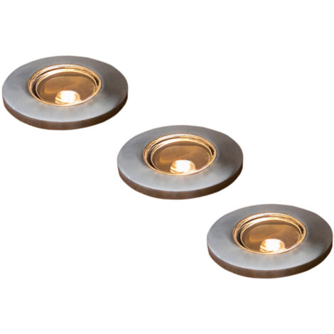Erweiterungs 3er SET Mini Bodeneinbauspots Edelstahl/Glas Ø3,5cm IP44, G4