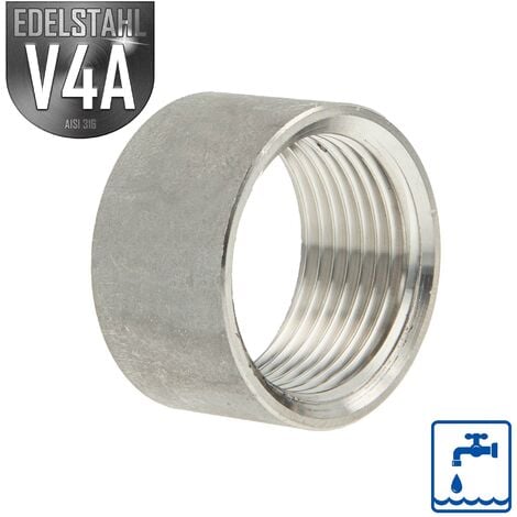 ES Muffe - Schweißmuffe halb Edelstahl V4A (AISI 316), IG 1 1/2 Zoll