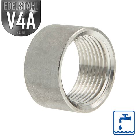 ES Muffe - Schweißmuffe halb Edelstahl V4A (AISI 316), IG 1/2 Zoll