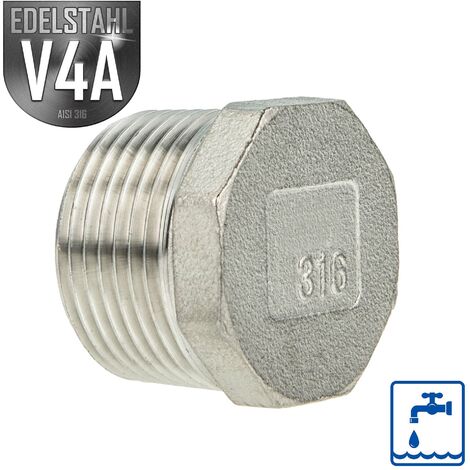 ES Stopfen mit Sechskant Edelstahl V4A (AISI 316), AG, Typ 290/330, 1/4 Zoll