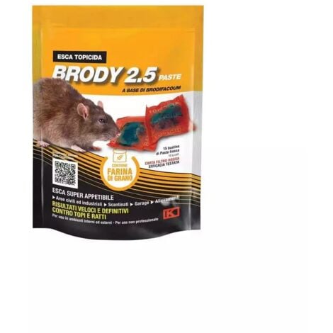 esca topicida kollant "brody 2.5" colore rosso in pasta, 150 grammi