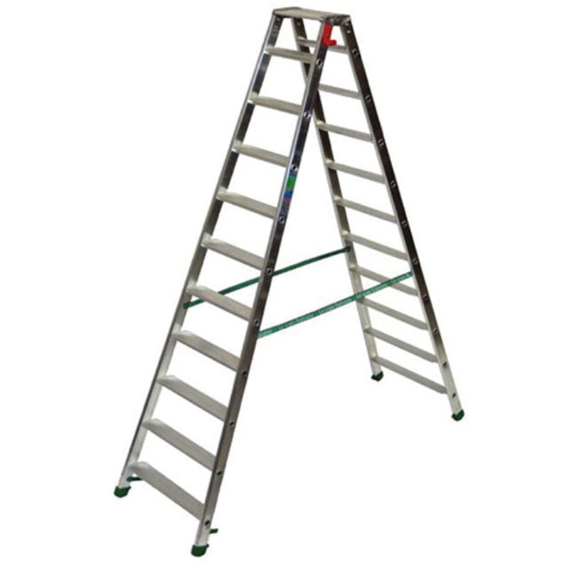 Escabeau double accès 2x10 marches - Hauteur max. de travail 4.23m - D9