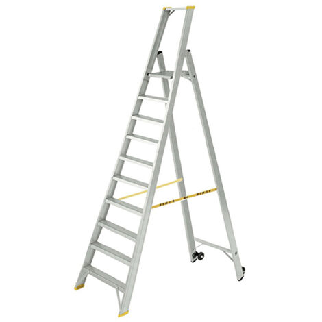 Escabeau 10 marches grande plateforme - Hauteur max. de travail 4.12m - 9310