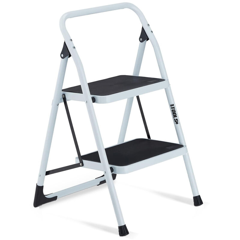 Escabeau 2 marches Bm Tools BMT-ESC2-ACC, Haut. de travail 47 cm, se range facilement, Marches anti-dérapantes, Robuste,Durable