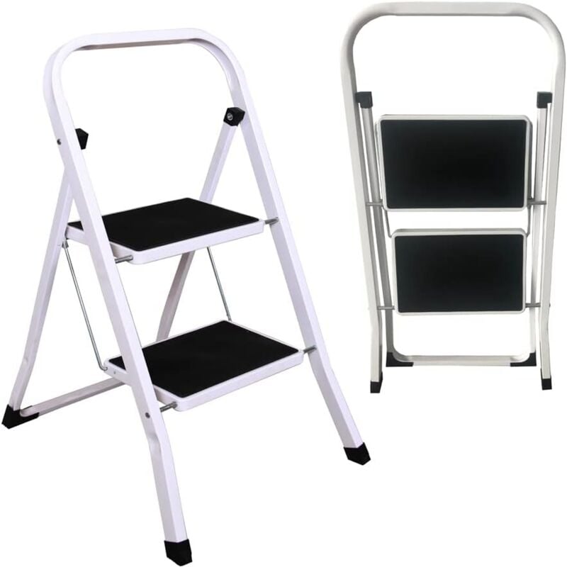 Lucn - Escabeau 2 Marches Pliant Acier Escabeau Pliable 2 Marches Échelle pour Cuisine Bureau Entrepôt Garage Utilisation