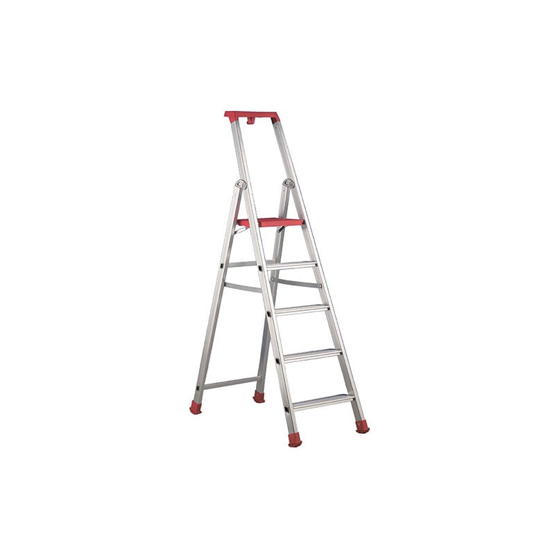 Escabeau 5 marches - Hauteur max. de travail 3.12m - Longueur pliée 1,89m - SVE-SMAREA05R