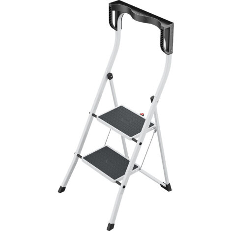 Escabeau à 2 marches avec plateforme de 470 mm en acier/plastique avec tapis antidérapant