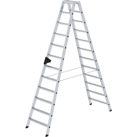 Escabeau à marches double face - modèle confort avec ergo-pad® - 2 x 12 marches